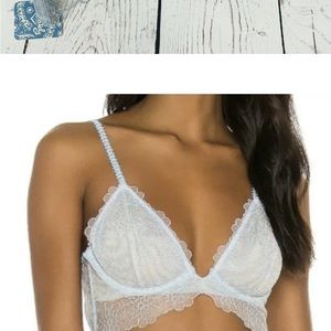 Free People Intimately Bra 36B Lucia Underwire Bralette Blue Hydrandea Floral